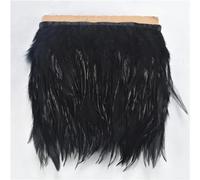 Feather Fringe Trim， Pheasant Feathers Tape Trim 1 Meter Multicolor 10-15cm Width for Clothes Sewing(Black)