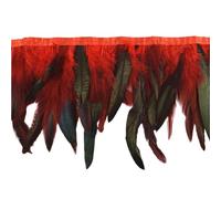 Feather Fringe Trim， Rooster Feather Trimming Fringe 10 Meters Multicolor On Tape(Red)
