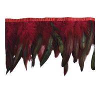 Feather Fringe Trim， Rooster Feather Trimming Fringe 10 Meters Multicolor On Tape(Red Wine)