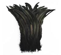 Feather Fringe Trim， Rooster Feathers 50 Pcs Multicolor Multiple Sizes Fly Tying Decoration(Black,25-30cm 10-12inch)