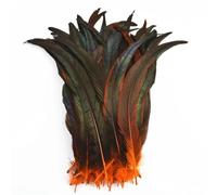 Feather Fringe Trim， Rooster Feathers 50 Pcs Multicolor Multiple Sizes Fly Tying Decoration(Orange,30-35cm 12-14inch)