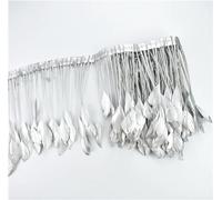 Feather Fringe Trim， Stripped Coque Goose Tail Feathers Trims Multicolor 2 Meters(Silver)