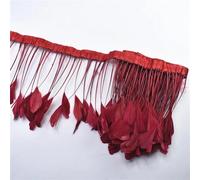 Feather Fringe Trim， Stripped Coque Goose Tail Feathers Trims Multicolor 2 Meters(Wine Red)