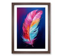 Feather Gestural No.2 Framed Print | A2 Walnut Framed Wall Art | Ready to Hang | Eclectic Historical Picture | Living Room Bedroom Lounge Office