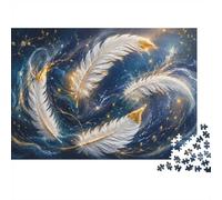 Feather Gold Blue 1000pcs Mini Puzzle For Family Challenging | 52x38cm Cardboard Living Room Decor Durable Structure Birthday Gift Stress Relief