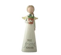 Feather & Grace Angel Figurine - Handcrafted Resin Collectible with TRUE Friend FOREVER Message, Sentimental Keepsake Gift for Loved Ones - 14cm