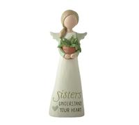 Feather & Grace Angel Figurine - Handcrafted Resin Sister Ornament with Heartfelt Message ‘Sisters Understand Your Heart’ - Sentimental Collectible Gift 14cm