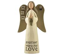 Feather & Grace Angel Hand Painted Decorative Figurine | Resin with Another Word for Love Message | Pefect Decortation for Living Room, Bookshelf, Desk | Gift for friend & family - Multicolor