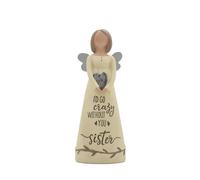 Feather & Grace Angel Hand Painted Resin Decorative Figurine Resin with I'd Go Crazy Without You Message | Pefect Decortation for Living Room, Bookshelf, Desk | Gift for friend & family