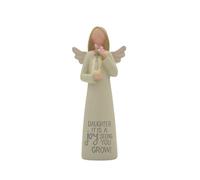 Feather & Grace Hand Painted Resin Decorative Figurine - For Daughter with Clear Vase and Flowers