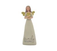 Feather & Grace Heart Angel Resin Decorative Figurine, Resin With Family Is Love Message, Pefect Decortation for Living Room, Bookshelf, Desk