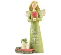 Feather & Grace Holding Heart, Figurine for Women & Men, Statue for Christmas Decor, Guardian Angel Ornament Gifts-Resins-Multi, one Size