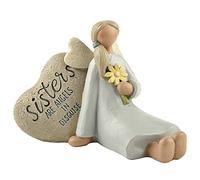 Feather & Gracey White Hand Painted Resin Decorative Figurine Angel with Sunflower Resin with Message | Decoration for Indoor & Outdoor for Sister