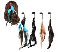 Feather Hair Clips Boho Hair Extensions Gypsy Headpiece Carnival Party Indian Peacock Hair Accessories for Lady Women 4 PCS