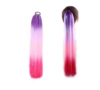 Feather Hair Extensions,Feather Hair Extension 2 pcs 26inch Ponytail Straight Hair Piece With Hair Band Mix Tinsel Bling Bling Synthetic Braiding Hair (Color : MT 6, Size : 24inches)(White glowing)