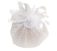 Feather Hair Fascinator Headband Women Tea Party Headband Wedding Flower Cocktail Mesh Feathers Hair Clip (White, One Size)