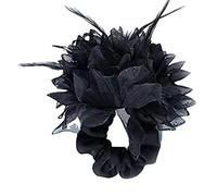Feather Hair Scrunchie Tie Big Black Flower Headpiece Decorative Headwear Elastic Rope Accessory