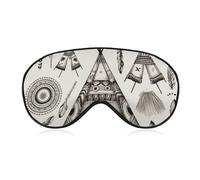 Feather Head Band Teepee Tent Eye Mask for Women & Men, Breathable & Adjustable Eye Cover, Ultra Soft Sleep Mask, Lightweight Travel Blindfold for Airplane, Nap, Night Sleeping