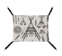 Feather Head Band Teepee Tent Pet Hammock for Cats & Dogs, Soft Breathable Canvas Hanging Hammock with Adjustable Straps, Comfortable & Durable Hanging Bed for Small to Medium Pets