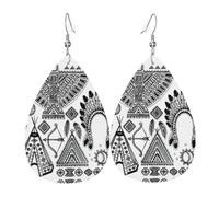 Feather Head Band Teepee Tent Print Leather Earrings Teardrop Costume