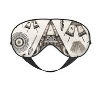 Feather Head Band Teepee Tent Sleep Mask for Women & Men - Double-Sided Eye Mask with Adjustable Strap, Soft Silky Feel, Light-Blocking & Breathable for Travel, Nap, Shift Work, Yoga