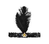 Feather Headband 1920s Flapper Feathered Fascinator PeacockFeather Headpiece for Women Girls Flower Feather Sequins Headwear Vintage Rhinestone Tassel Hair Accessories for Cocktail (GD1, One Size)