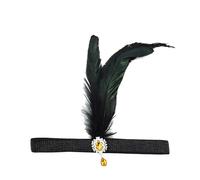 Feather Headband 1920s Flapper Feathered Fascinator PeacockFeather Headpiece for Women Girls Flower Feather Sequins Headwear Vintage Rhinestone Tassel Hair Accessories for Cocktail (GD3, One Size)