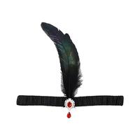 Feather Headband 1920s Flapper Feathered Fascinator PeacockFeather Headpiece for Women Girls Flower Feather Sequins Headwear Vintage Rhinestone Tassel Hair Accessories for Cocktail (RD2, One Size)