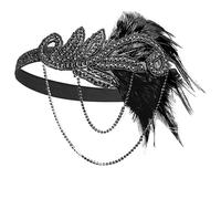 Feather Headband 1920s Headpiece Women Vintage Black Feather Headband Party Jewelry(Brown)