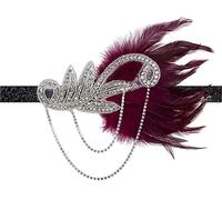 Feather Headband 1920s Headpiece Women Vintage Black Feather Headband Party Jewelry(Silver)