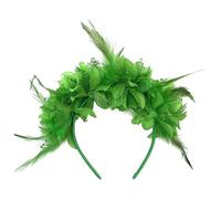 Feather Headband, Artificial Flower Feathered Headpiece, Roaring 20s Fascinators for Women, 1920s Feather Headwear, Hair Accessories for Cocktail Wedding Prom Masquerade Tea Party (Green)