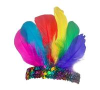 Feather Headband as Indian Headdress for Dance and Performance, Multicolor