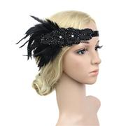 Feather Headband Black Feather Headband Headpiece Women Headwear Party Hair Accessories(Color4)