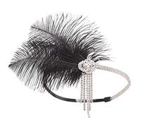 Feather Headband Cocktail Tea Party Hat Gatsby Hair Accessories 1920s Flapper Headband Crystal for Girls