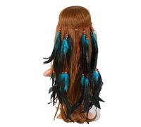Feather Headband Colorful Feather Hairband;Headpiece for Photographing(Lake blue)
