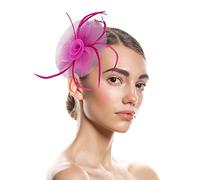 Feather Headband, Flower Feather Headwear, Hair Accessories Hats For Women Fascinators Womens Pillbox Flower Hat For Tea Party Cocktail Wedding Church for Women Performance Party Going Out (One Size)