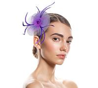 Feather Headband, Flower Feather Headwear, Hair Accessories Hats For Women Fascinators Womens Pillbox Flower Hat For Tea Party Cocktail Wedding Church for Women Performance Party Going (PP1, One Size)