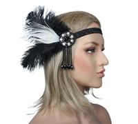 Feather Headband Hair Accessories For Women Girls Black Headband Rhinestone Sequin Vintage Party Headpiece(Color9)