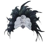 Feather Headband Indian Feathers Headpiece Headdress Carnival Costume Hair Accessories Festival Party Cosplay Fascinator Headwear Boho Fancy Dress Hair Accessories for Women (Silver, One Size)