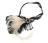 Feather Headband Rhinestone Beaded Hair Band Vintage Party Headpiece Women Feather Headband