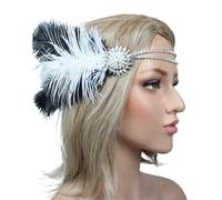 Feather Headband Vintage Feather Headband 1920s Beaded Sequin Hair Band Rhinestone Party Prom Headpiece Women Accessories(Color9)