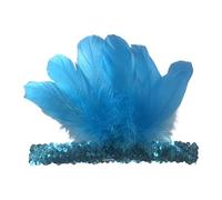 Feather Headband with Sequins, Blue Headdress for Carnival Party