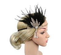 Feather Headband Women Hairband Headpiece Feather Headband Headdress Vintage(Color1)