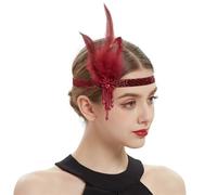 Feather Headband Women Headpiece Feather Headband Shiny Headdress(Color4)