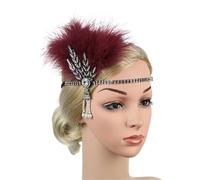 Feather Headband Women Masquerade Performance Headwear Hairband Headpiece Feather Headband Vintage Party Rhinestone Hair Accessories(Style 08)