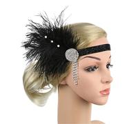 Feather Headband Women Masquerade Performance Headwear Hairband Headpiece Feather Headband Vintage Party Rhinestone Hair Accessories(Style 17)