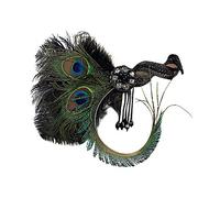 Feather Headpiece Carnival Hair Accessories for Women 20's Party Headpiece, Flapper Feathered Headband 1920s Headdress Flower Feathers Crystal Beaded Wedding Elastic Cocktail (Green, One Size)