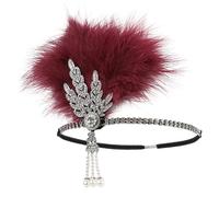 Feather Headpiece Women Feather Headband Black Rhinestone Beaded Sequin Hair Band Vintage Party Headpiece Hair Accessories(Color4)