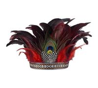 Feather Headwear Feather Headband Flapper Headpiece Carnival Costume Head Wear Fashion Soft and Comfortable Hair 1920s Accessories for Women Girls Party Decoration (Silver Tassel Black (Red, One Size)