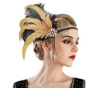 Feather Headwear for Women Elegant Headband Party Dance Accessory Ideal Afternoon Tea Wedding Stylish Headpiece Delicate Feathers Feminine Statement for Special Occasions (Gold, One Size)